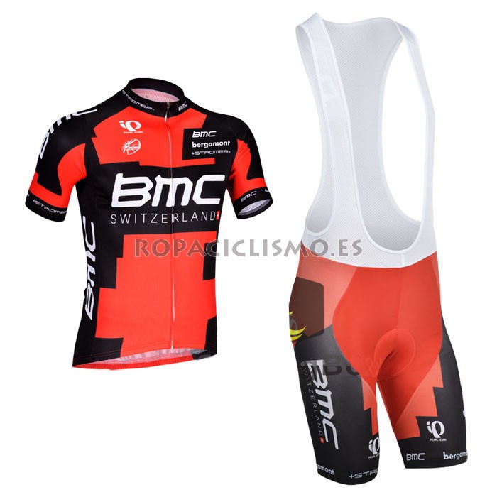 2014 Maillot BMC tirantes mangas cortas Rouge